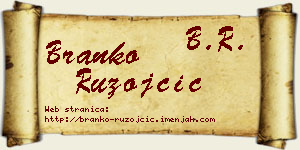 Branko Ružojčić vizit kartica